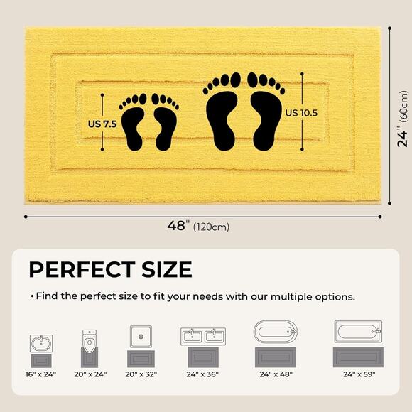 GRANNY SAYS Large Bathroom Rugs Non Slip 2' x 4' (24" x 48"), Yellow - Picture 2 of 7